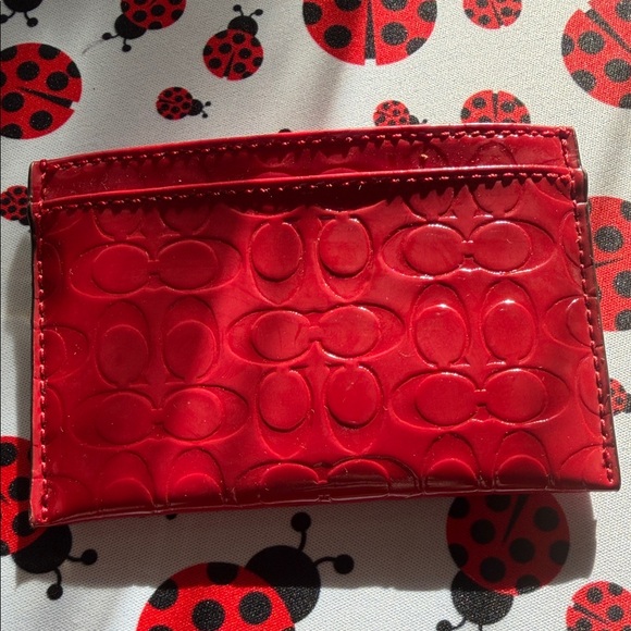 Red Croc-Embossed Card Holder - Picture 5 of 5